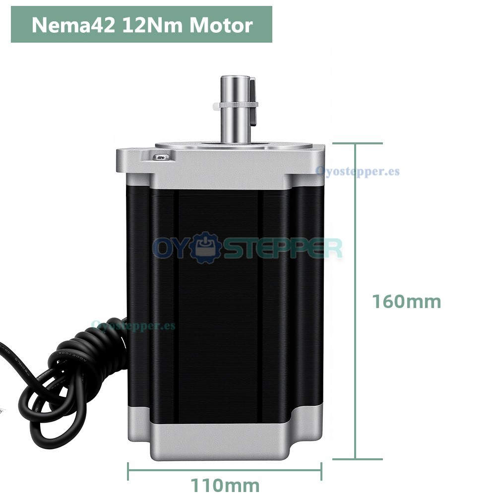 Motor Paso a Paso Nema 42 110mm 3 Fases 12/16/20Nm 1.2&deg; con Eje Chavetero para Fresadora CNC Industrial